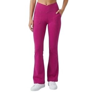 RAE MODE Butter Magenta Flare Leggings Crossover Waist Pockets Y2K Yoga Pants